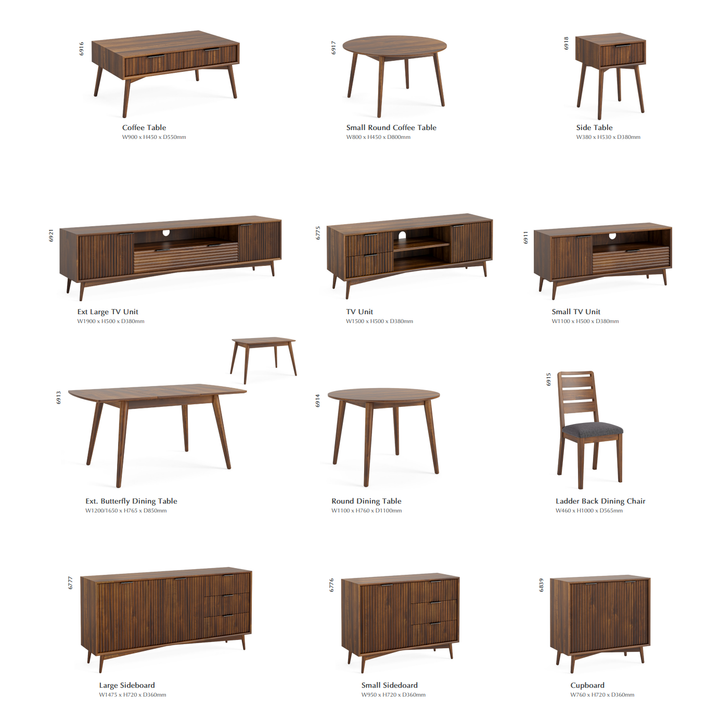 Strand Walnut Small 1 Door 3 Drawer Sideboard - The Furniture Mega Store