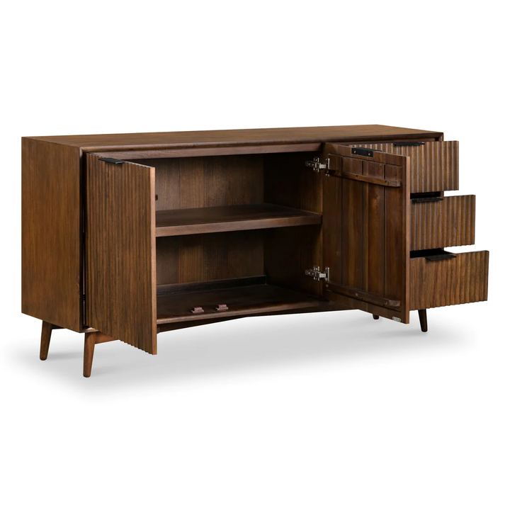 Strand Walnut Large 2 Door 3 Drawer Sideboard - The Furniture Mega Store