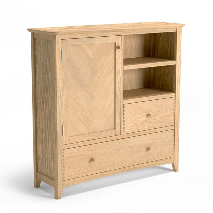 Grand Parquet Oak Large Drinks Cabinet / Sideboard - The Furniture Mega Store