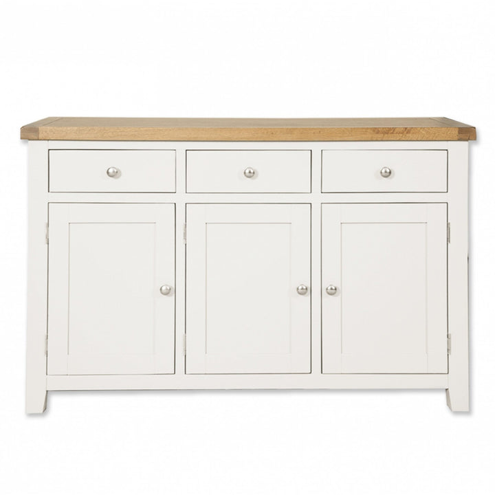 St.Ives White Painted & Oak 3 Door 3 Drawer Large Sideboard - The Furniture Mega Store