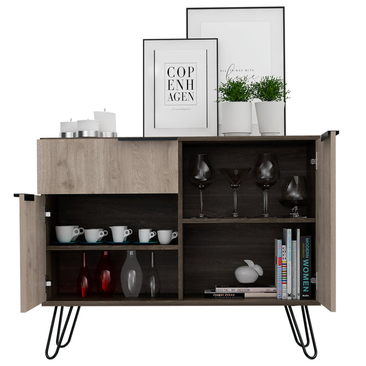 New York Smoked Oak-Bleached Grey Collection 2 Door 1 Drawer Sideboard - The Furniture Mega Store