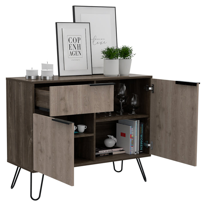 New York Smoked Oak-Bleached Grey Collection 2 Door 1 Drawer Sideboard - The Furniture Mega Store