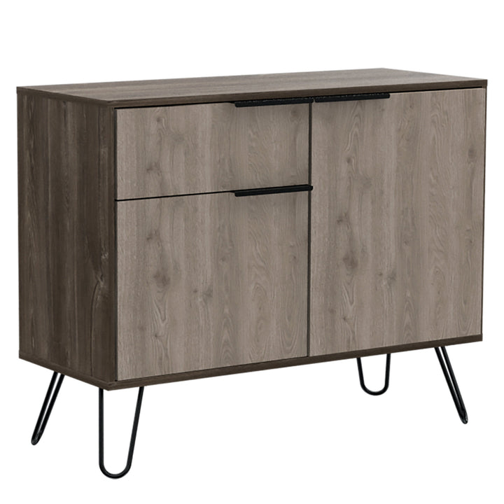 New York Smoked Oak-Bleached Grey Collection 2 Door 1 Drawer Sideboard - The Furniture Mega Store