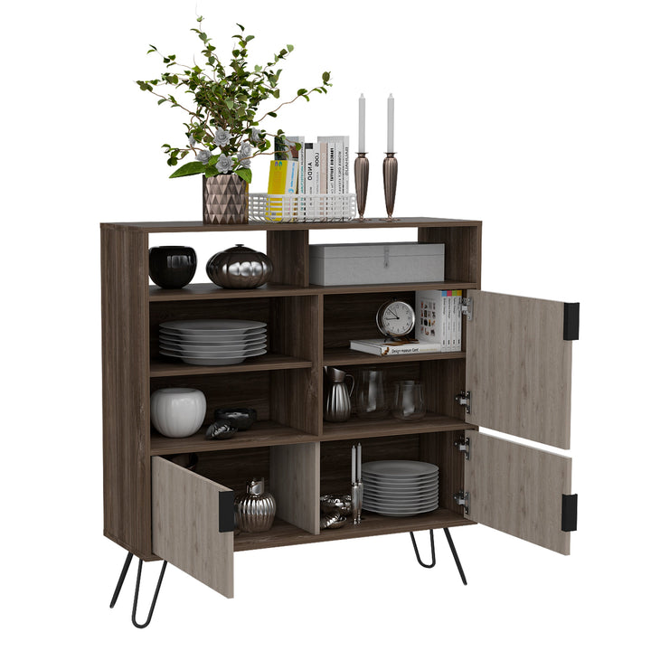 New York Smoked Oak-Bleached Grey Collection High Sideboard - The Furniture Mega Store