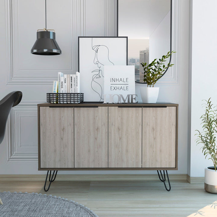 New York Smoked Oak-Bleached Grey Collection Large 4 Door Sideboard - The Furniture Mega Store