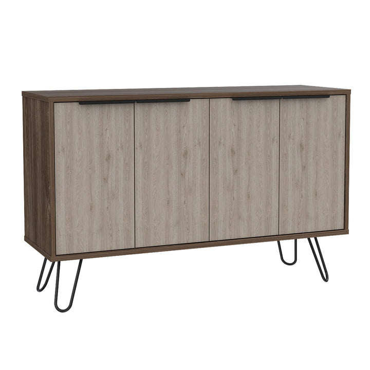 New York Smoked Oak-Bleached Grey Collection Large 4 Door Sideboard - The Furniture Mega Store