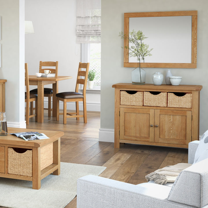 Sailsbury Solid Oak 3 Drawer 2 Door Sideboard - The Furniture Mega Store