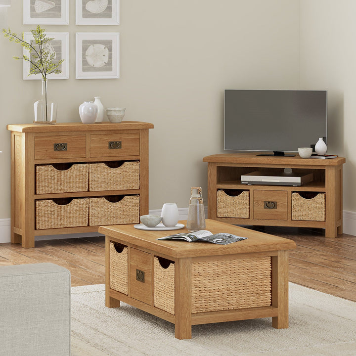 Sailsbury Solid Oak 2 Door Mini Hall Cupboard - 80cm - The Furniture Mega Store