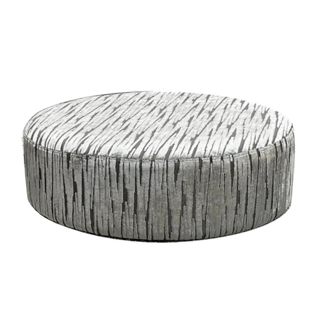 Shard Steel Fabric Large Round Accent Footstool - The Furniture Mega Store