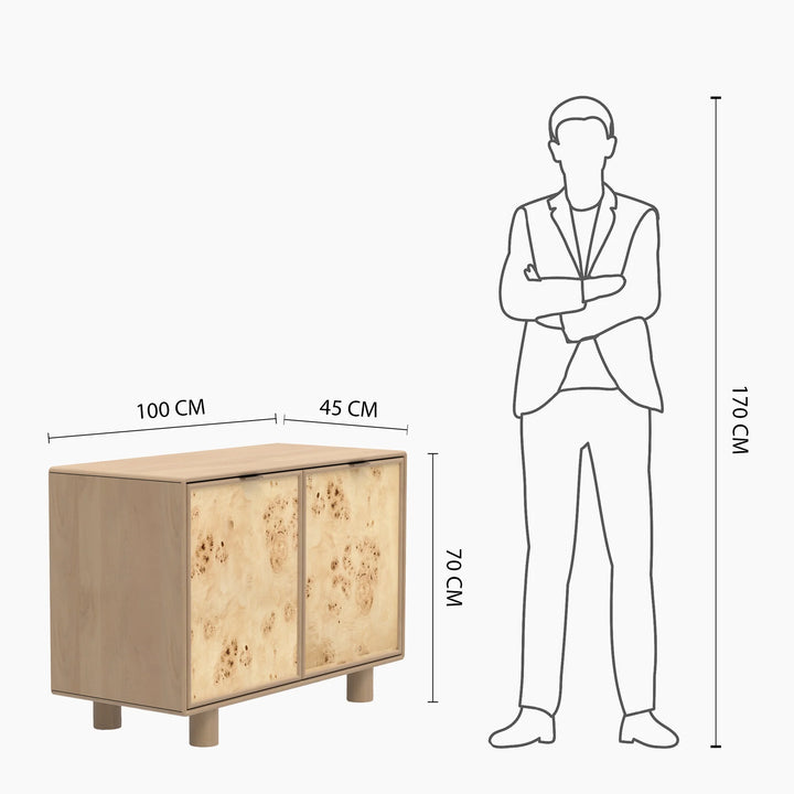 Urban Burl Two Door Cabinet  Mango Wood- Natural
