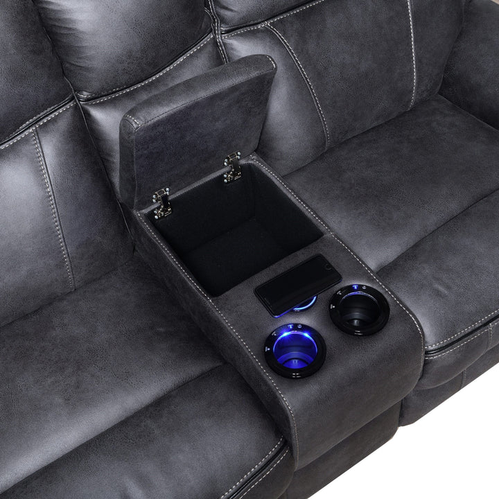 Tech Power Recliner Corner Sofa - Usb + Wireless Charging, Bluetooth Speakers & Cooling/Heating Drinks Holders - The Furniture Mega Store