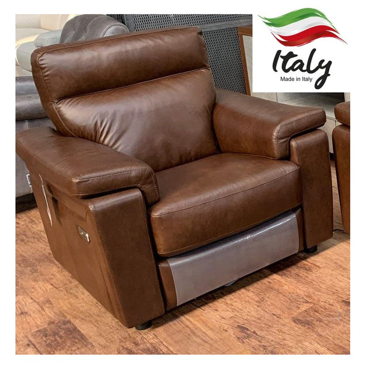 Aliano Luxury Italian Leather Power Recliner Armchair - The Furniture Mega Store
