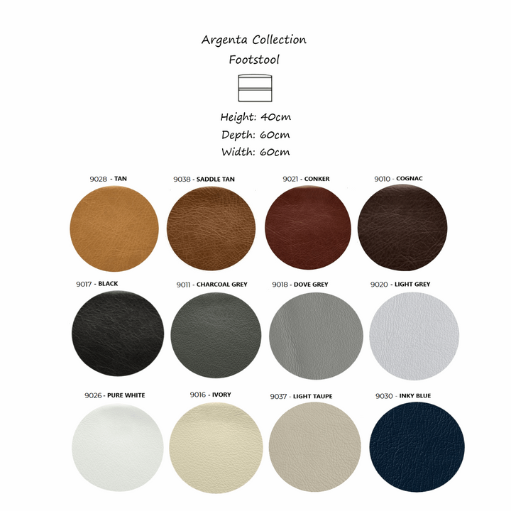 Argenta Italian Leather Footstool - The Furniture Mega Store