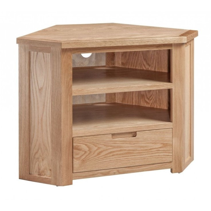 Romsey Solid Oak Corner TV Cabinet - The Furniture Mega Store