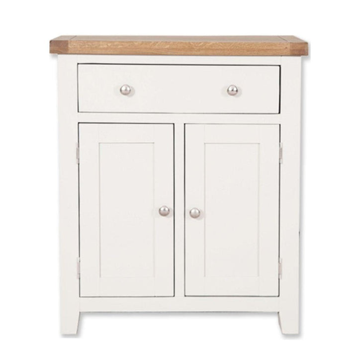 St.Ives White Painted & Oak 2 Door 1 Drawer Hall Cabinet - The Furniture Mega Store