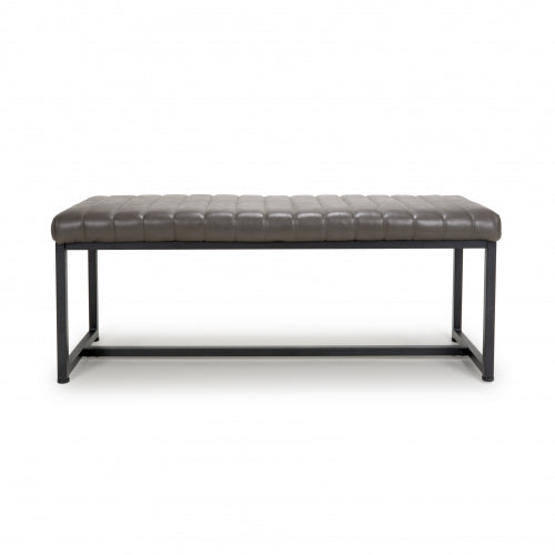 Archie Grey Leather Effect Dining Bench - 120cm - The Furniture Mega Store