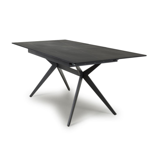 Amour Black Sintered Stone Cross Base Extending Dining Table - 140cm To 180cm - The Furniture Mega Store