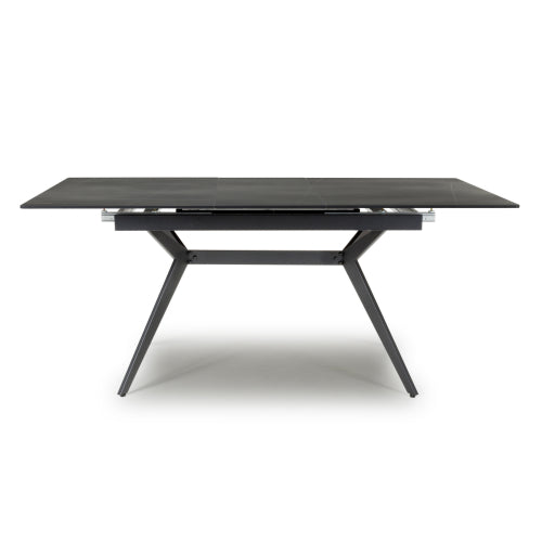 Amour Black Sintered Stone Cross Base Extending Dining Table - 140cm To 180cm - The Furniture Mega Store