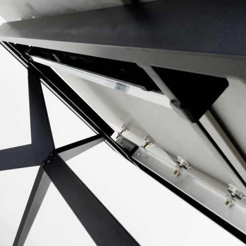 Amour Grey Sintered Stone Cross Base Extending Dining Table - 140cm To 180cm - The Furniture Mega Store