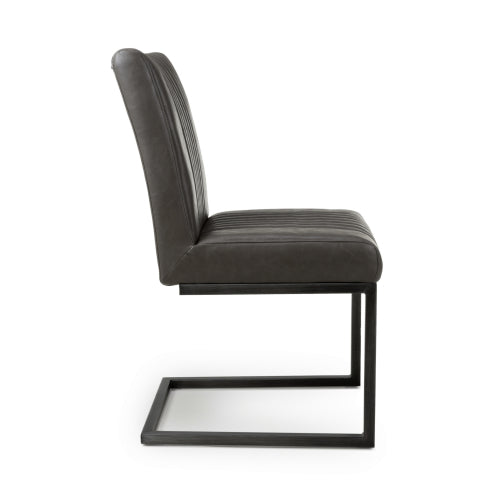 Archie Cantilever Leather Effect Grey Dining Chairs - Sold In Pairs - Interior Envy