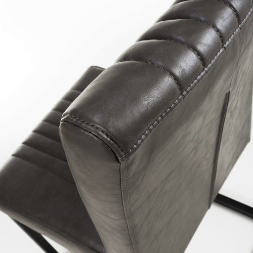 Archie Cantilever Leather Effect Grey Dining Chairs - Sold In Pairs - Interior Envy
