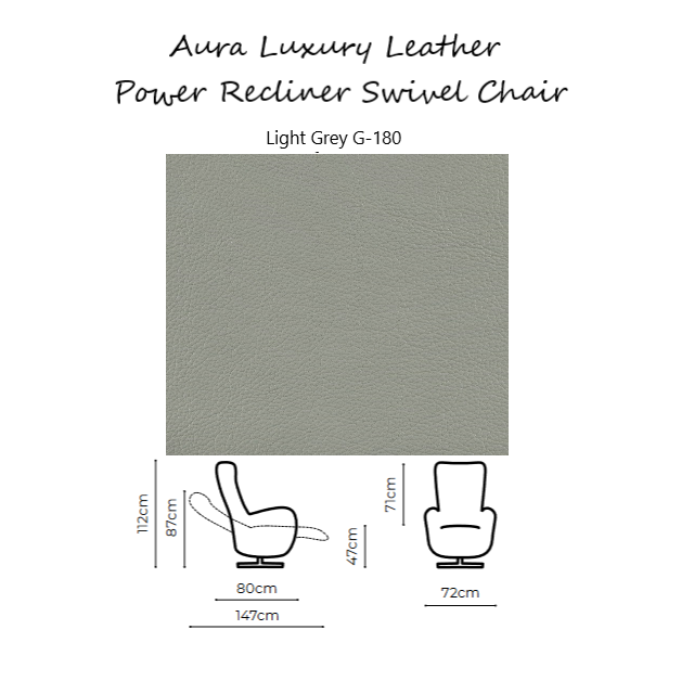 Aura Luxury Leather Recliner Swivel Chair - Choice Of Manual Or Power Recline - The Furniture Mega Store