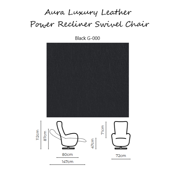 Aura Luxury Leather Recliner Swivel Chair - Choice Of Manual Or Power Recline - The Furniture Mega Store