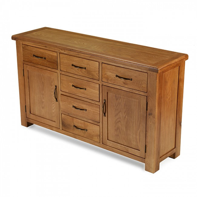 Earlswood Oak 6 Drawer 2 Door Large Sideboard - The Furniture Mega Store