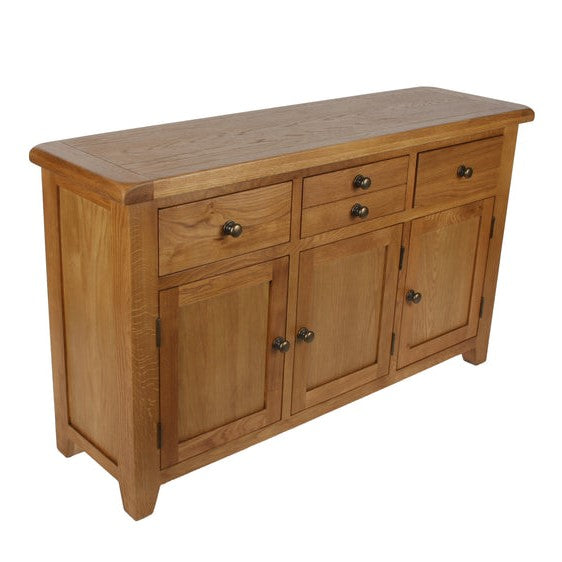Torino Country Solid Oak Large 3 Door 3 Drawer Sideboard - The Furniture Mega Store