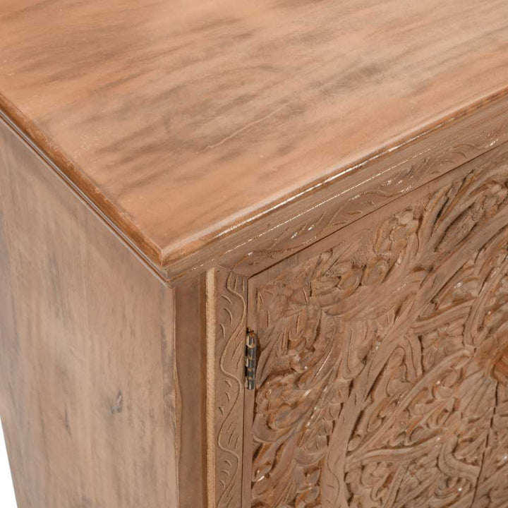 Carved Mango Wood Large 4 Door Sideboard - 175cm - The Furniture Mega Store