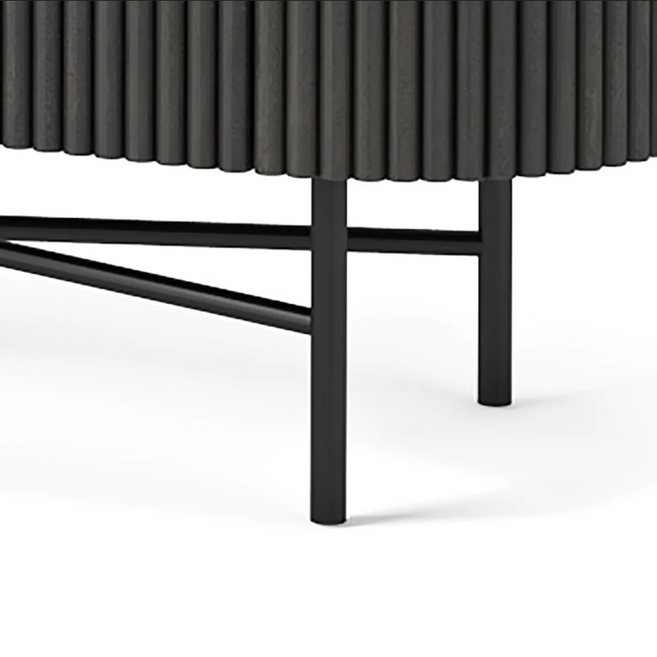 Miles Charcoal Fluted Mango & White Marble Compact Sideboard - 65cm - The Furniture Mega Store