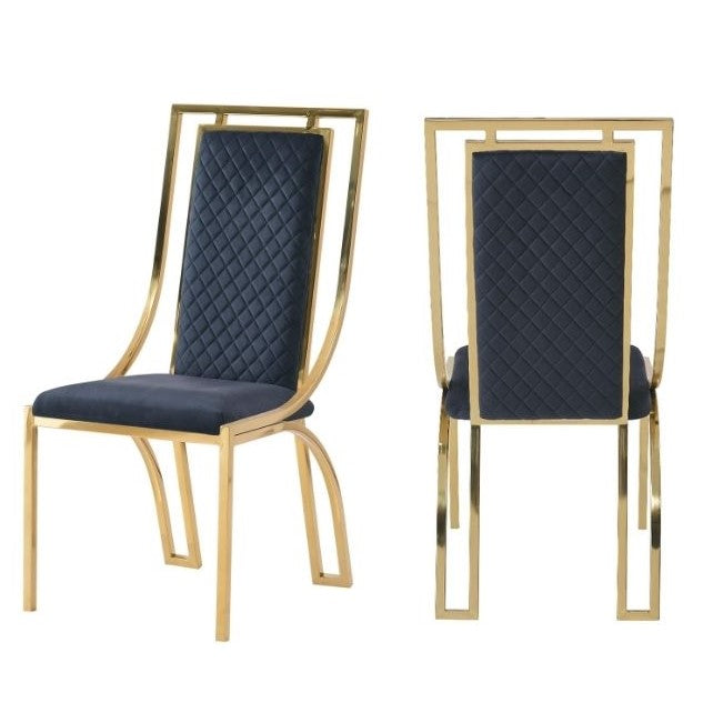 Windsor Black Velvet & Gold Dining Chairs - Set Of 2 - The Furniture Mega Store
