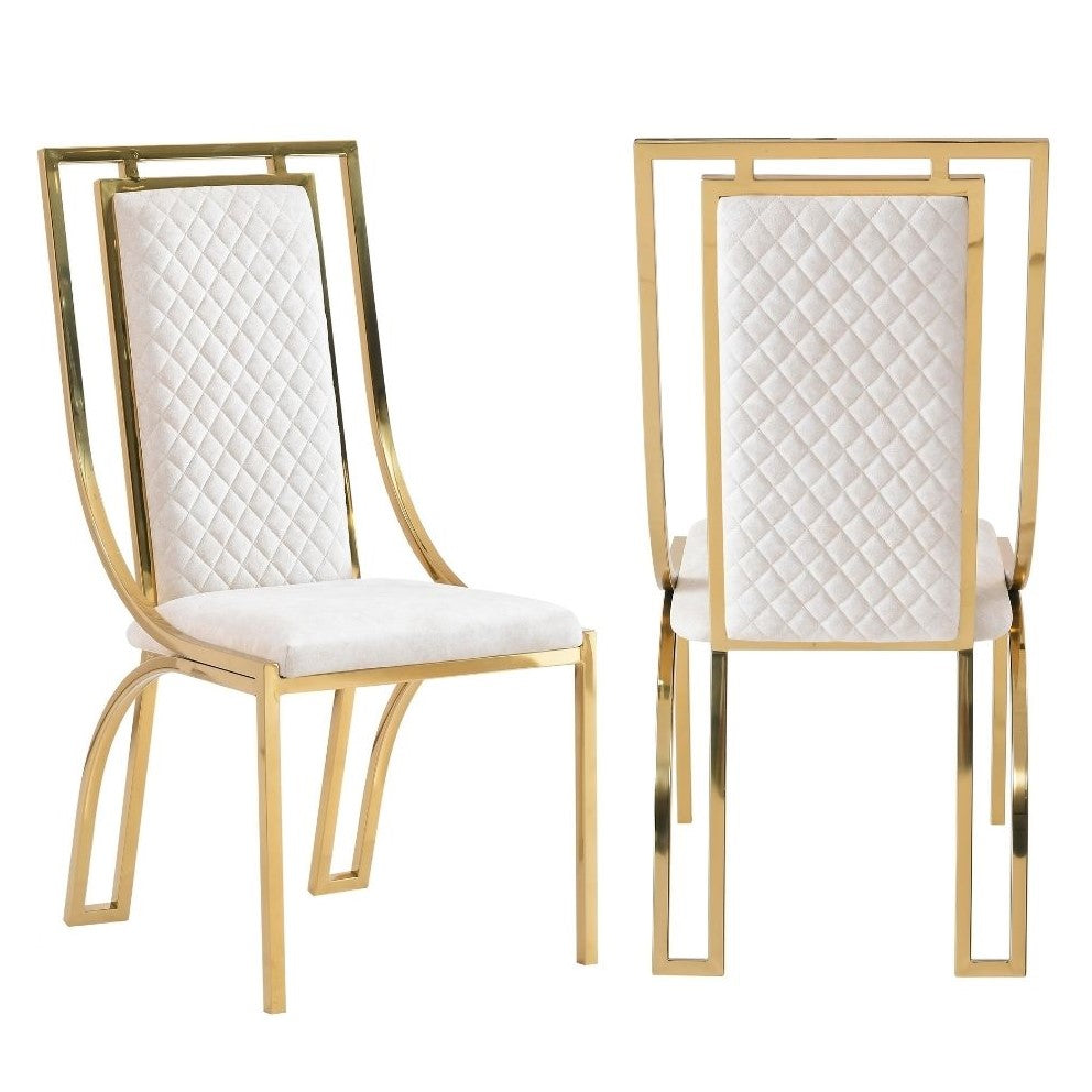 Windsor Cream Velvet & Gold Dining Chairs - Set Of 2 - The Furniture Mega Store