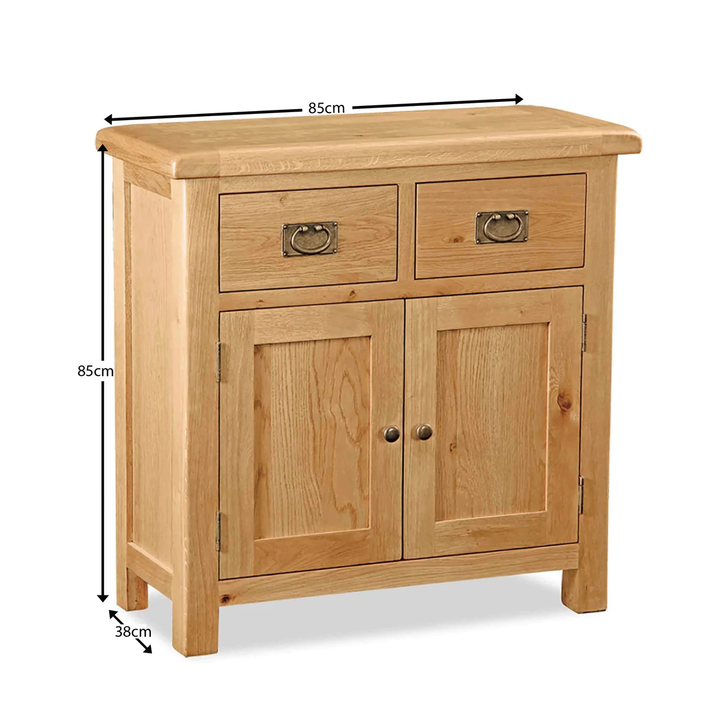 Sailsbury Solid Oak 2 Door 2 Drawer Mini Sideboard - The Furniture Mega Store