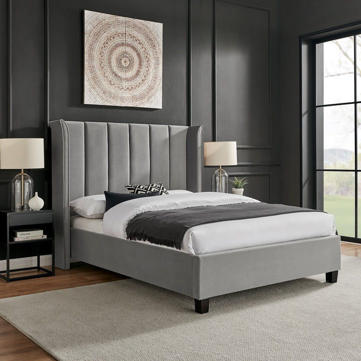Alegra Upholstered Bed Frame 4"6 Double Bed - Choice Of Colours - Interior Envy