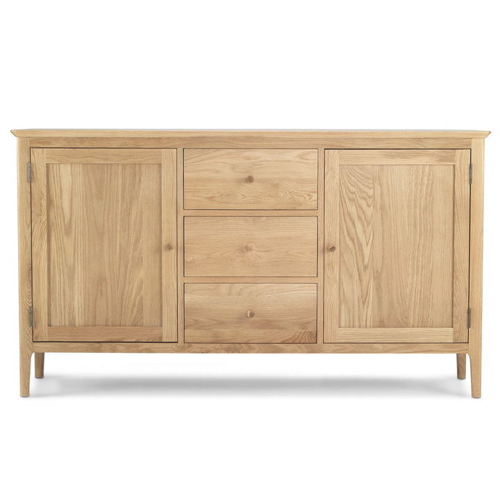 Berkley Nordic Oak Large 2 Door 3 Central Drawer Sideboard - The Furniture Mega Store