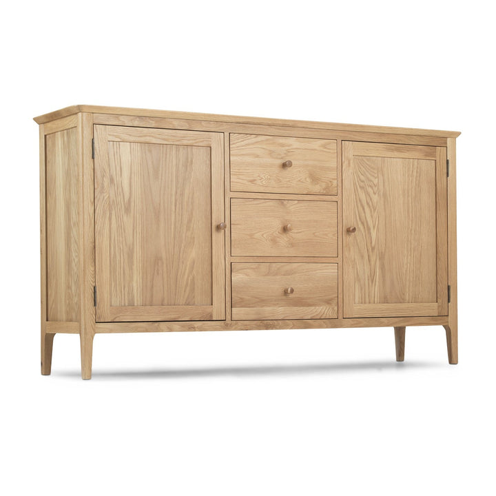 Berkley Nordic Oak Large 2 Door 3 Central Drawer Sideboard - The Furniture Mega Store