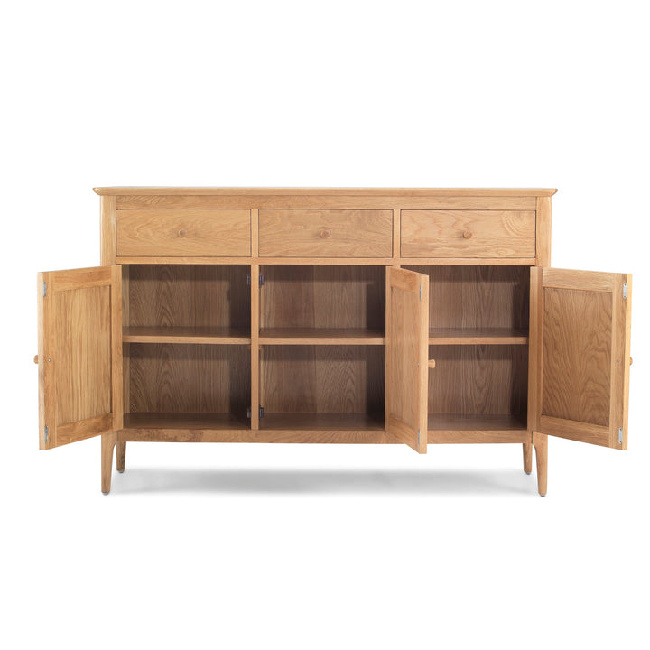 Berkley Nordic Oak Large 3 Door 3 Drawer Sideboard - The Furniture Mega Store