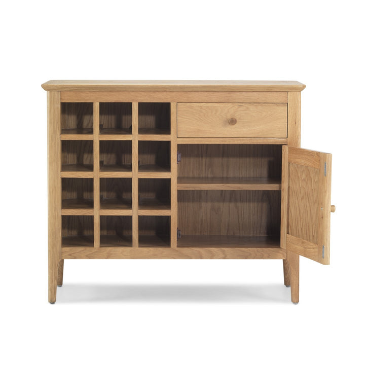 Berkley Nordic Oak Wine Storage Sideboard - 90cm - The Furniture Mega Store