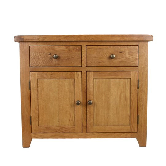 Torino Country Solid Oak Small 2 Door 2 Drawer Sideboard - The Furniture Mega Store