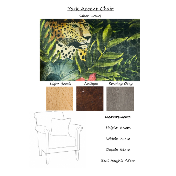 York Accent Chair - Choice Of Fabrics & Feet - The Furniture Mega Store