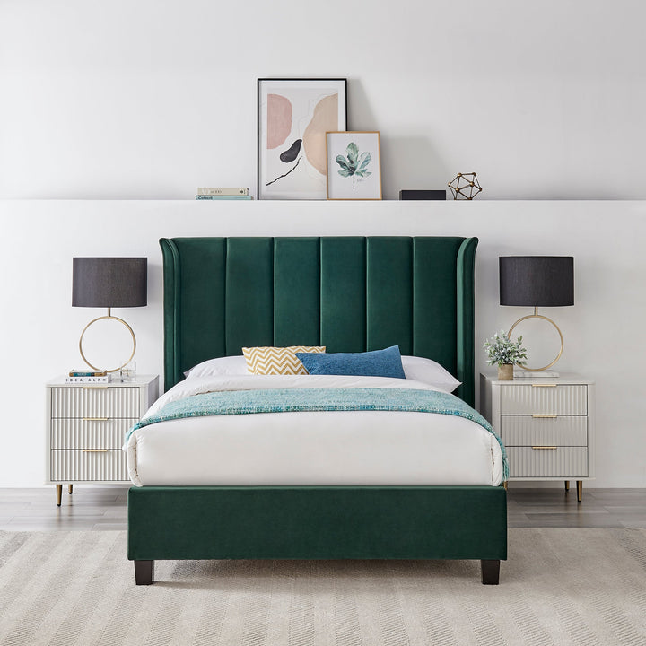 Alegra Emerald Green 4"6 Double Bed - The Furniture Mega Store