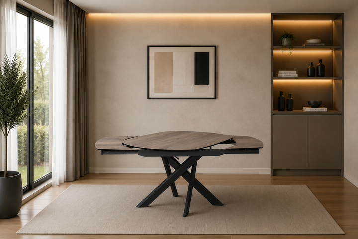 Milan Small 130cm - 190cm Extending Dining Table in Taupe Woodgrain