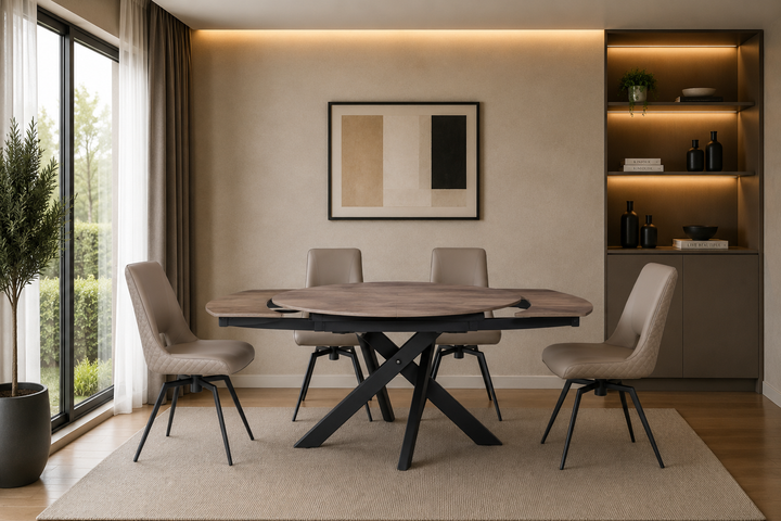 Milan Small 130cm - 190cm Extending Dining Table in Taupe Woodgrain
