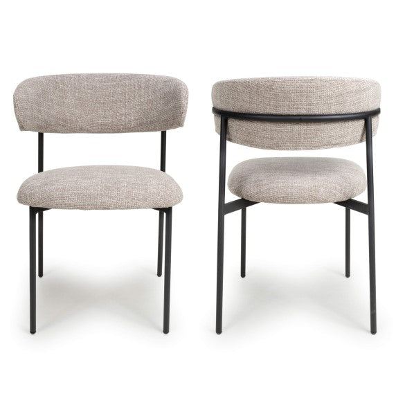 Muse Oatmeal Tweed Effect Dining Chairs Sold Pairs