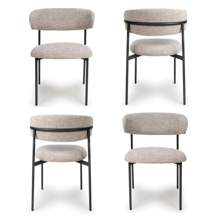 Muse Oatmeal Tweed Effect Dining Chairs - Sold In Pairs - The Furniture Mega Store 