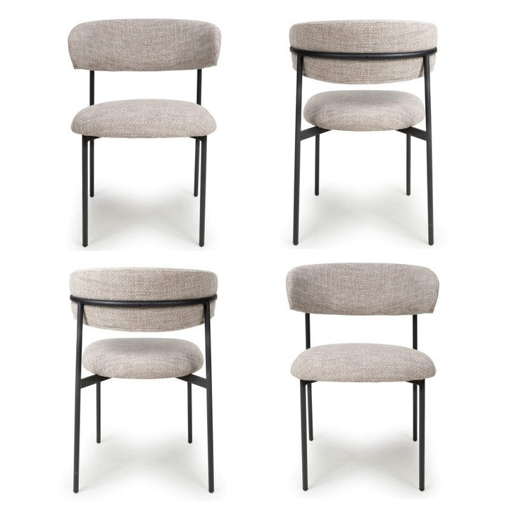 Muse Oatmeal Tweed Effect Dining Chairs - Sold In Pairs - The Furniture Mega Store 