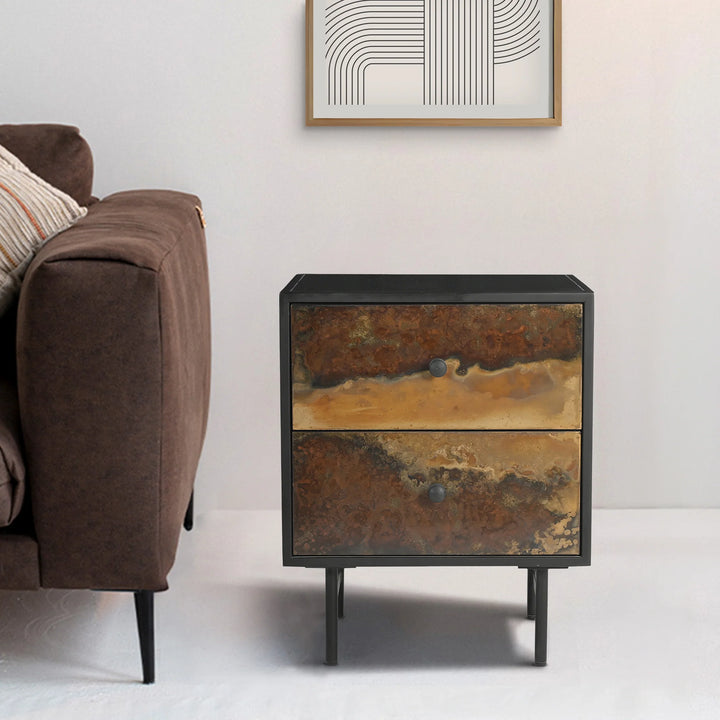 Galaxy Galaxy Two Drawer Iron Side Table