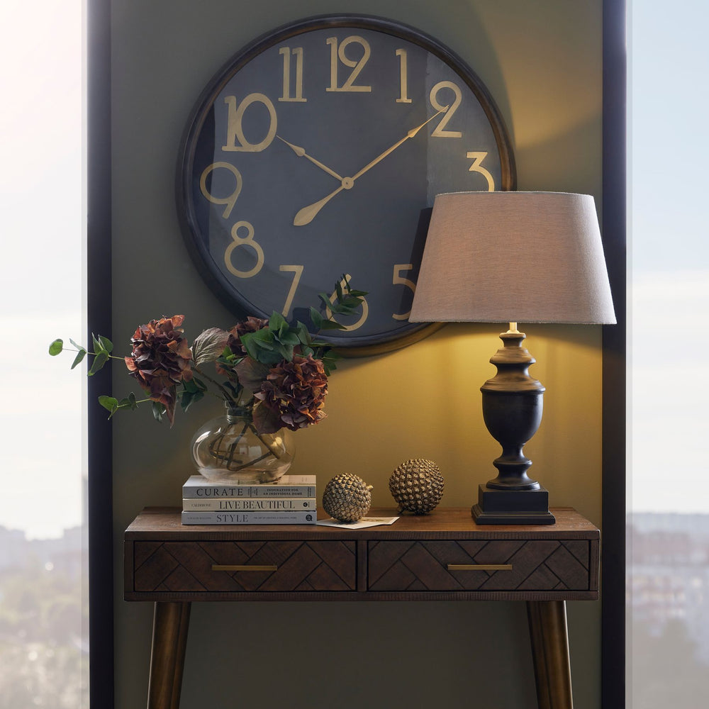 Soho Brass & Black Large Wall Clock 80cm - Interior Envy