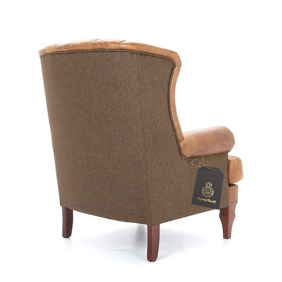 Scholar Armchair - Bespoke Vintage leather & Harris Tweed Options ...